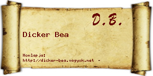 Dicker Bea névjegykártya